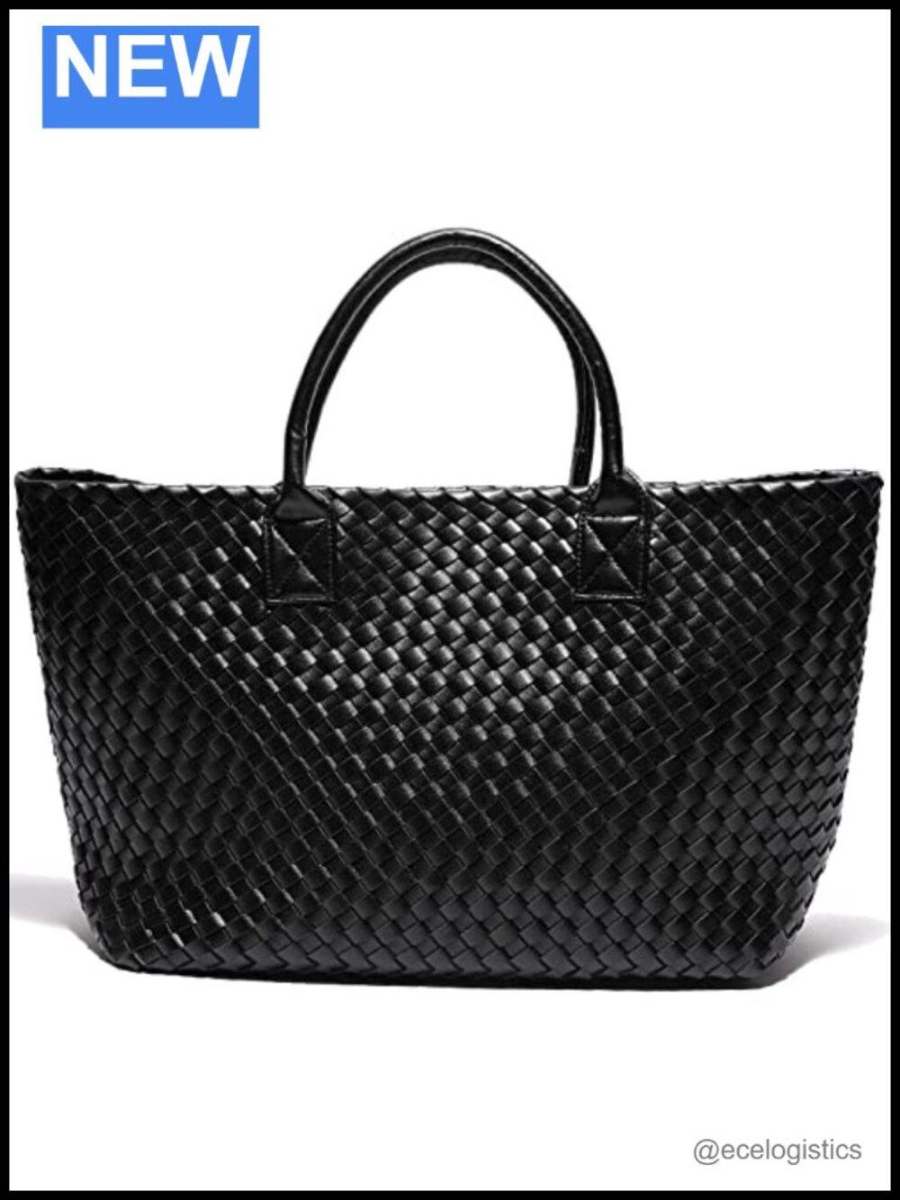 Woven Vegan Leather Tote Bag Large Capacity Shoulder Shopper